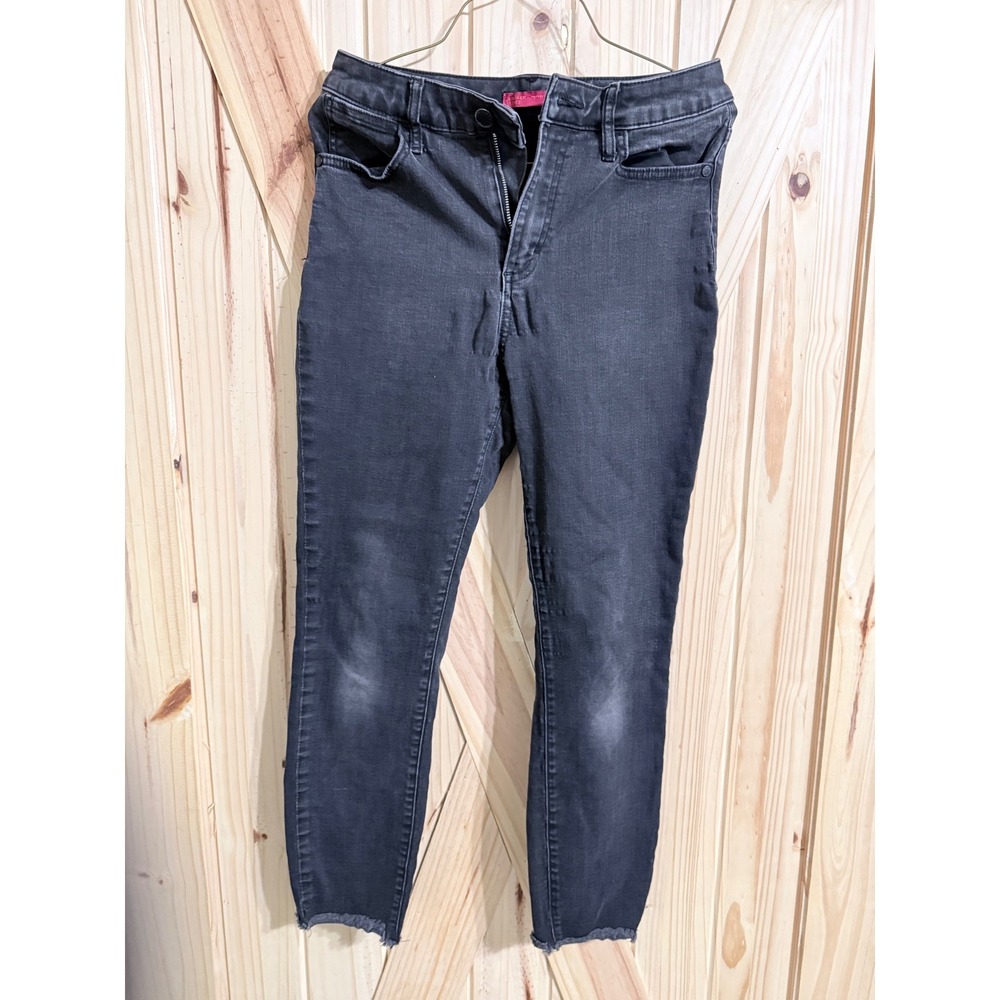 Jennifer Lopez Womens High Rise Skinny Crop Jeans Black Raw Hem Size 6